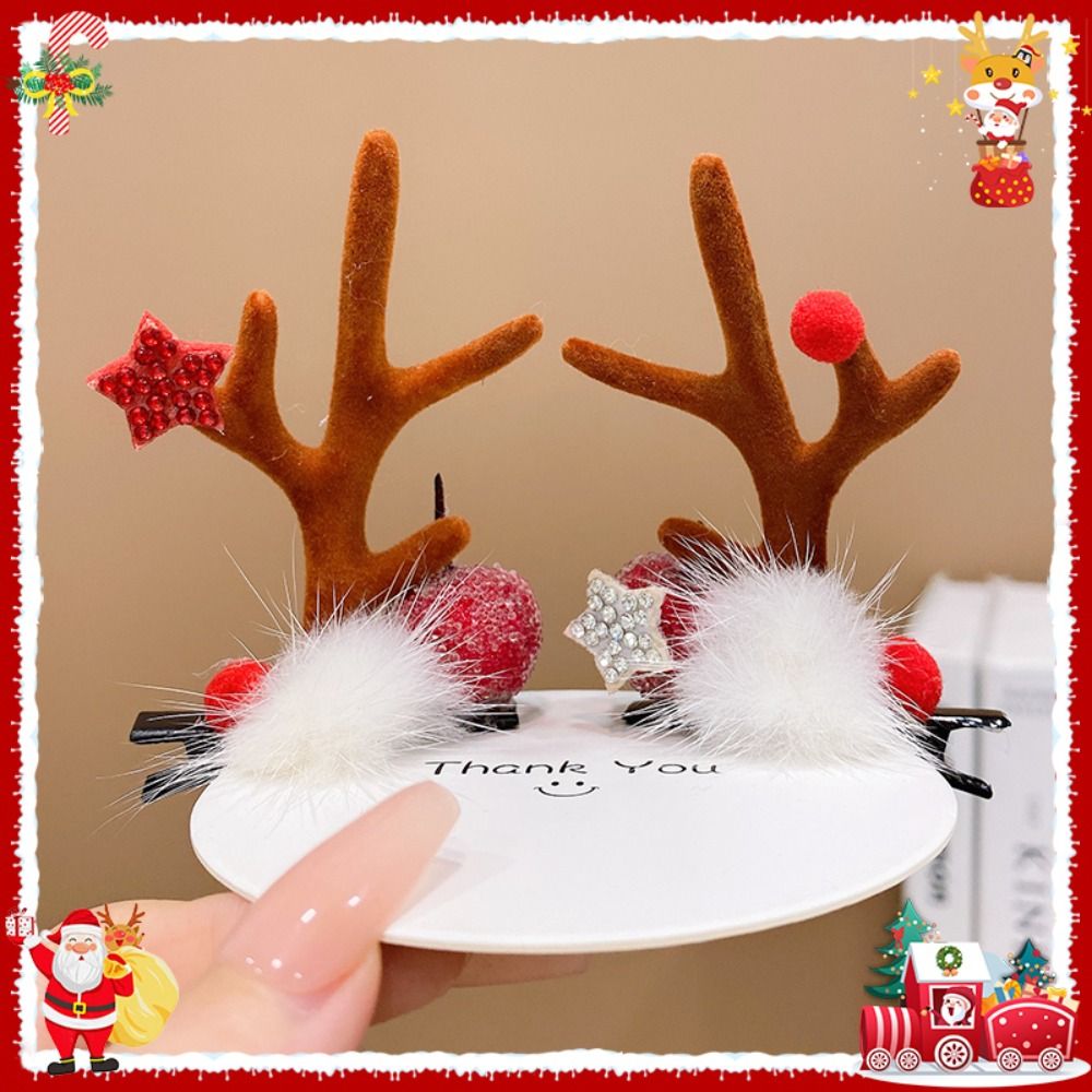 ALICE XU kẹp tóc noel kẹp tóc giáng sinh cài tóc noel Trang trí Giáng sinh vui vẻ Kẹp tóc giáng sinh Kim Sa Nơ Mũ trùm đầu giáng sinh Dễ thương Cây giáng sinh Kẹp tóc bằng vải nhung lông Bé gái