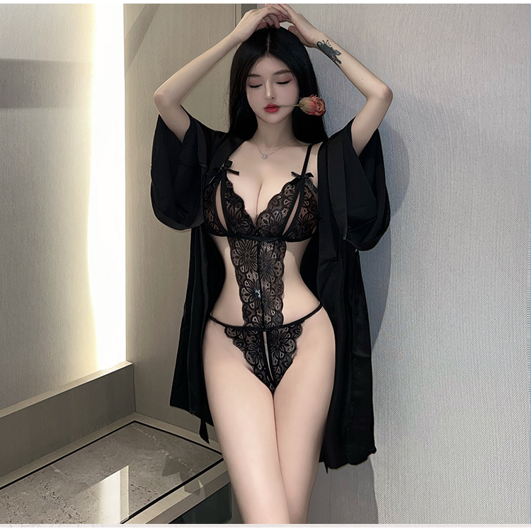 Set áo choàng lụa satin + đai gợi cảm 1648 (5613)