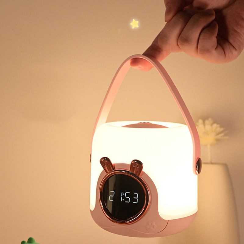 Night light ABS portable clock light home intelligent remote control USB charging digital display alarm clock eye protection atmosphere night light