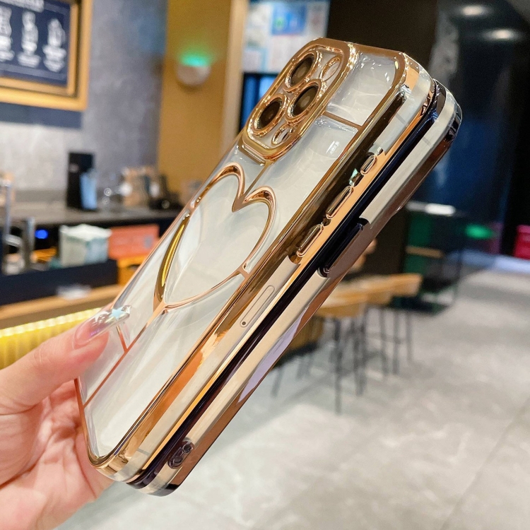【HZSUNSKY】 Electroplating 3D Love TPU Phone Case For iPhone 15 Pro Max/iPhone 15 Plus/iPhone 14 Plus/iPhone 14 Pro/iPhone 14 Pro Max/iPhone 13 Pro Max/iPhone 12/iPhone 12 Pro Max/iPhone 11 Pro Max