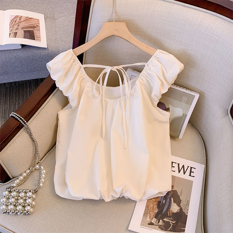 MAOZHUXIA Sweet vest shirt women's sleeveless shirt with small flying sleeves