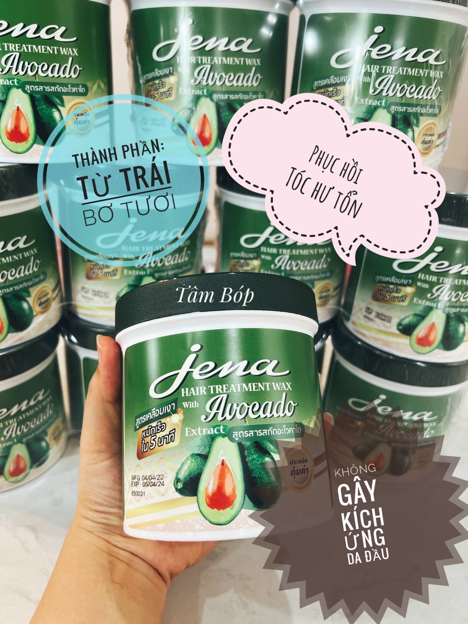 [HCM] Kem ủ tóc JENNa Ủ tóc bơ Thái Lan 500ml