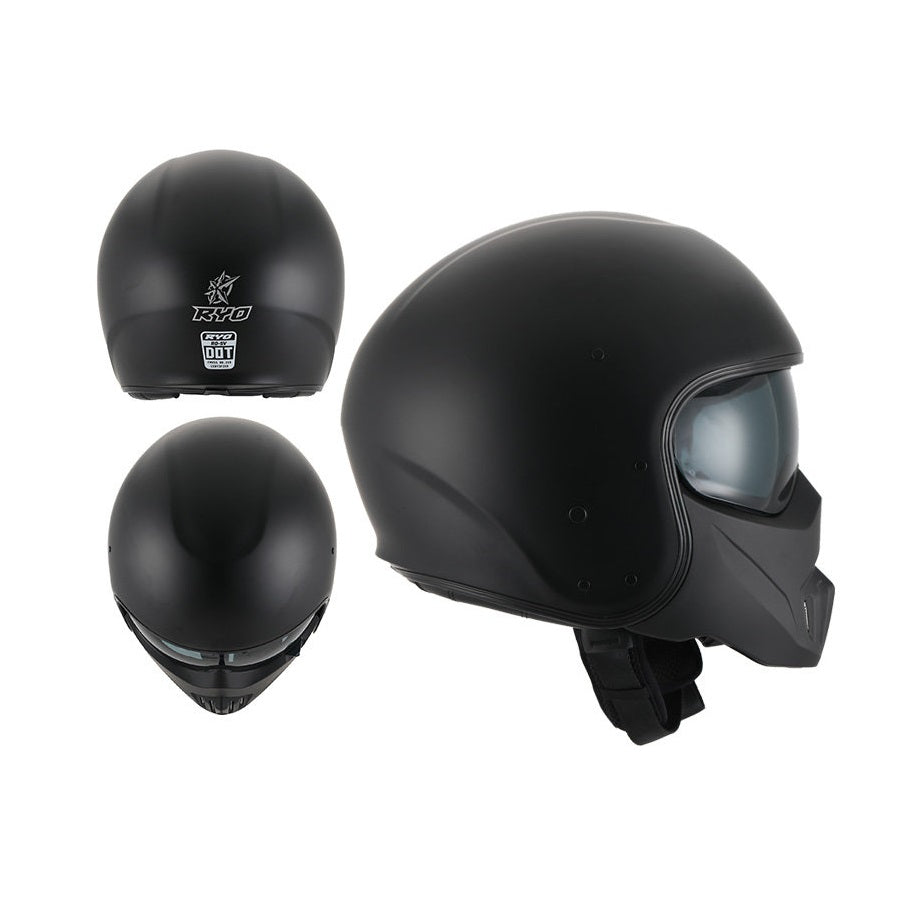 Ryo RYO RO-5V MOTORCYCLE OPEN FACE HELMET Matte Black Motorcycle