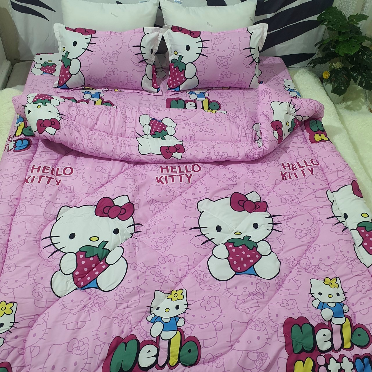 (FreeShip MAX) bộ ga chun 1m8x2m + 2 áo gối 45cmx65cm.