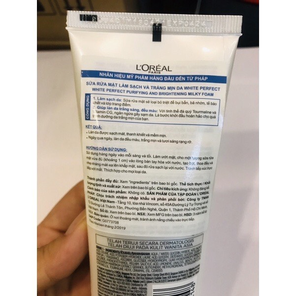 SỮA RỬA MẶT TRẮNG DA LOREAL 100ML