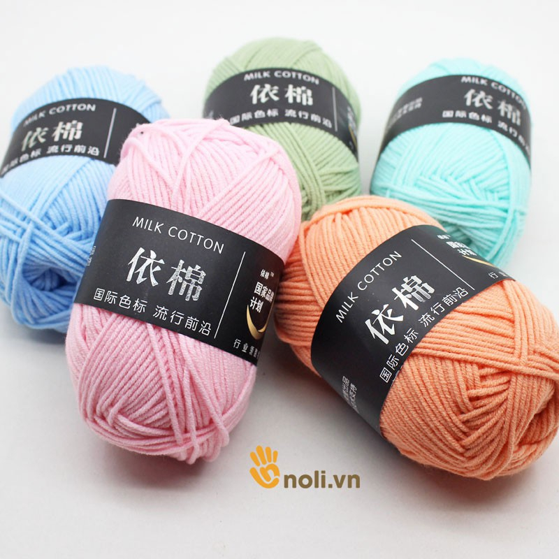 Len Milk Cotton 50g 86 màu - Móc hoa, móc thú...