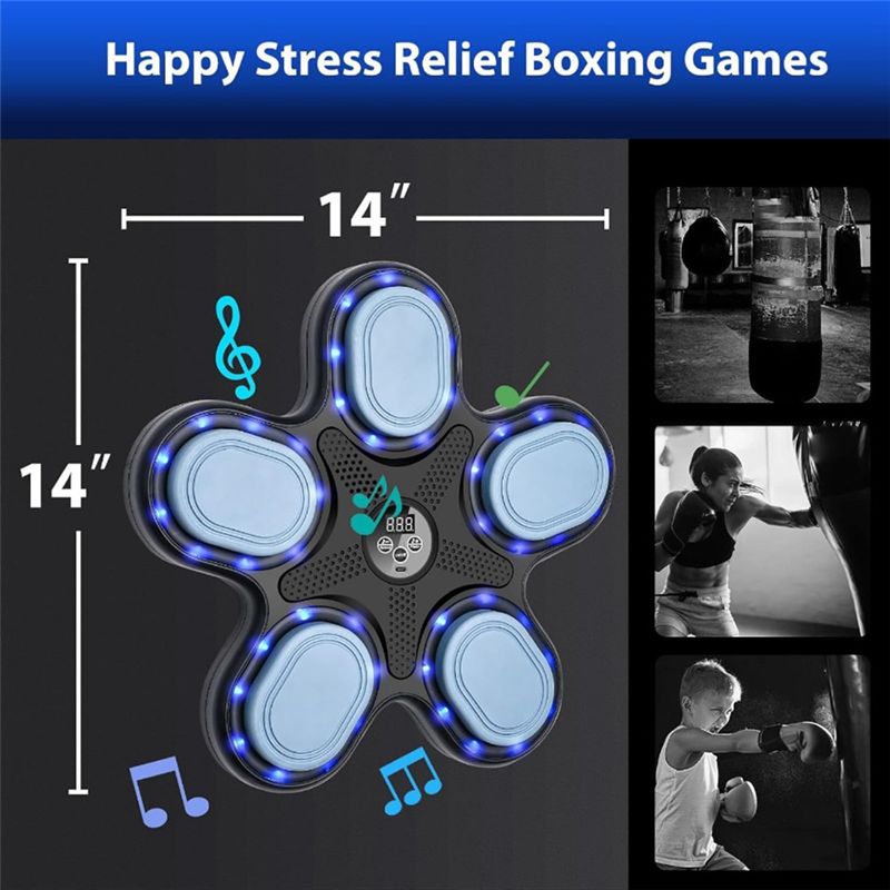 Smart Music Boxing Machine for Adults and Training with LED Wall Mounted Display Interactive Home Indoor Workout Equ.