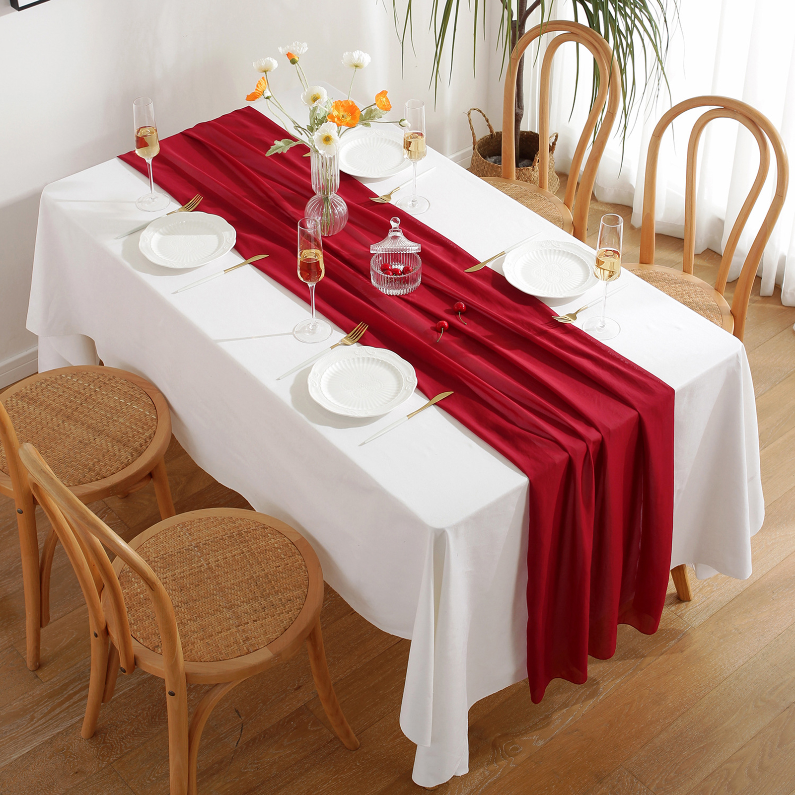 Wedding Table Runner Kitchen Table Runner Chic and Durable Tulle Table Runner for Weddings and Parties Machine Washable less Than