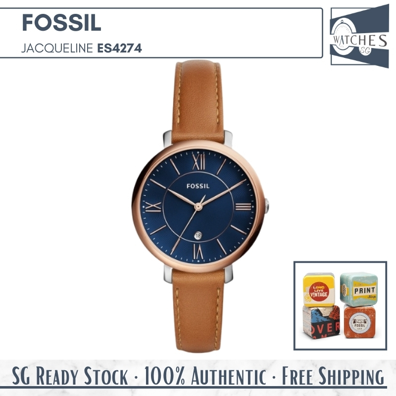 (SG LOCAL) Fossil ES4274 Jacqueline Quartz Leather Strap Women Watch