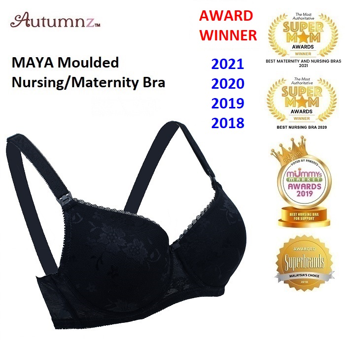 Autumnz Maya Moulded Maternity / Nursing Bra (No Underwire) *AWARD WINNER  2021/2020/2019/2018* - Lacy Black