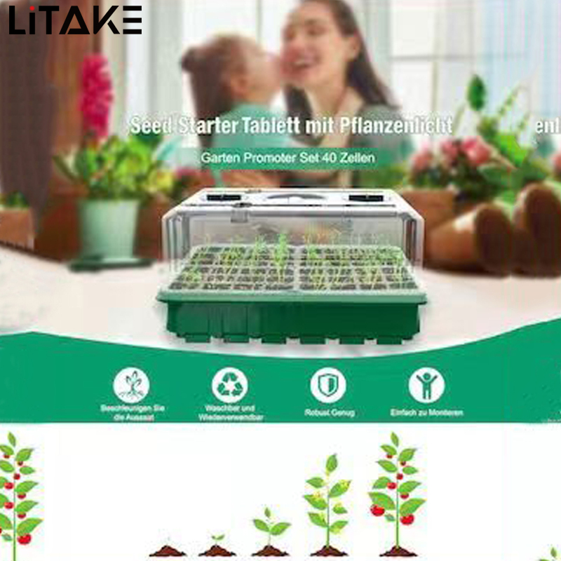 Starter Tray With Grow Light 80 Cells Seed Starter Kits Adjustable Humidity And Temperature Switch Seed Starter Tray For Plants