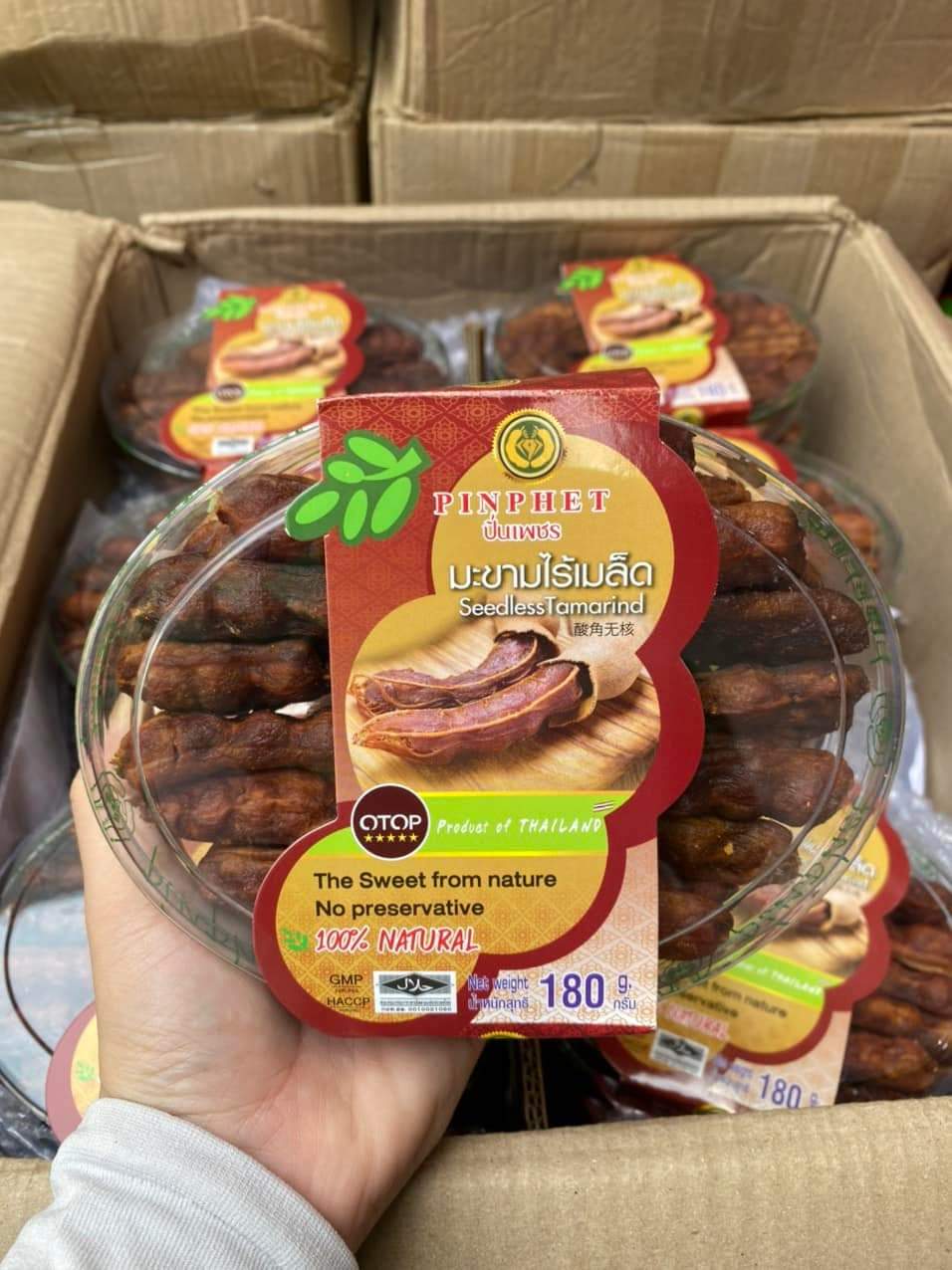 Me Tách Hạt Pinphet Seedless Tamarind 180g Tem Đỏ Thái Lan