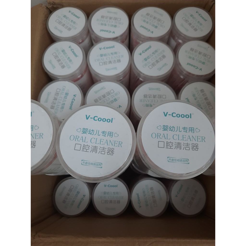 Que Gạc Rơ Lưỡi Vcoool hộp 30 que Vệ Sinh Nướu, Lưỡi, Lợi Bé Sạch Sẽ với Đầu 3D Lượn Sóng Mềm Mại, An Toàn