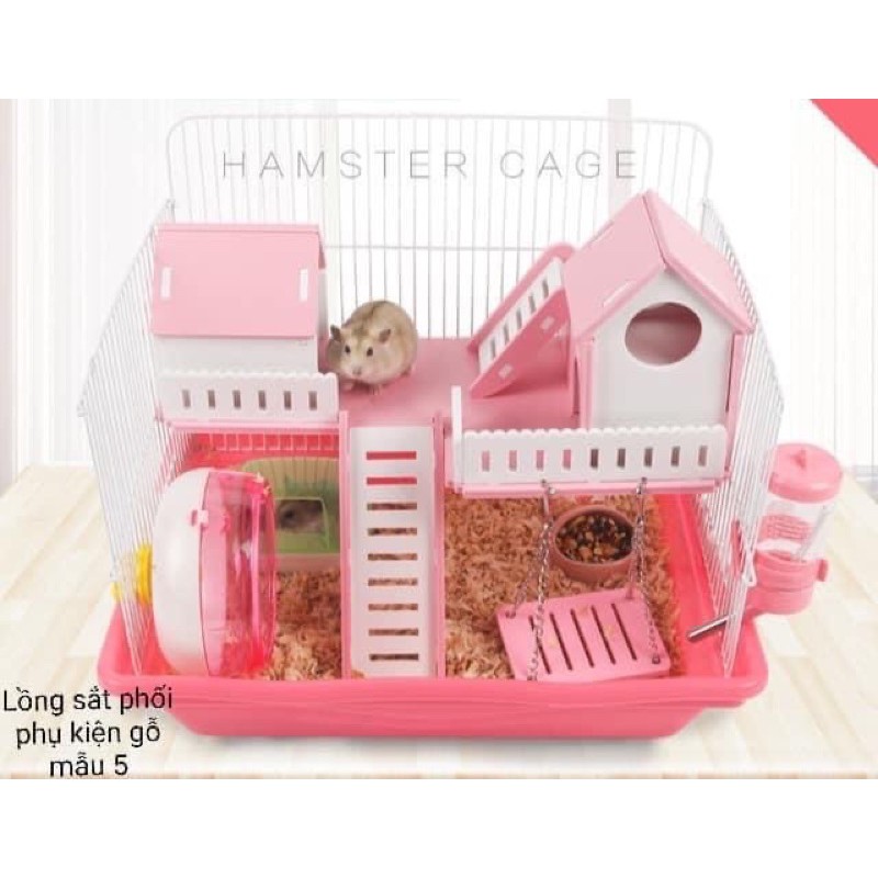 Lồng Sắt Phối Phụ Kiện Gỗ Cho hamster