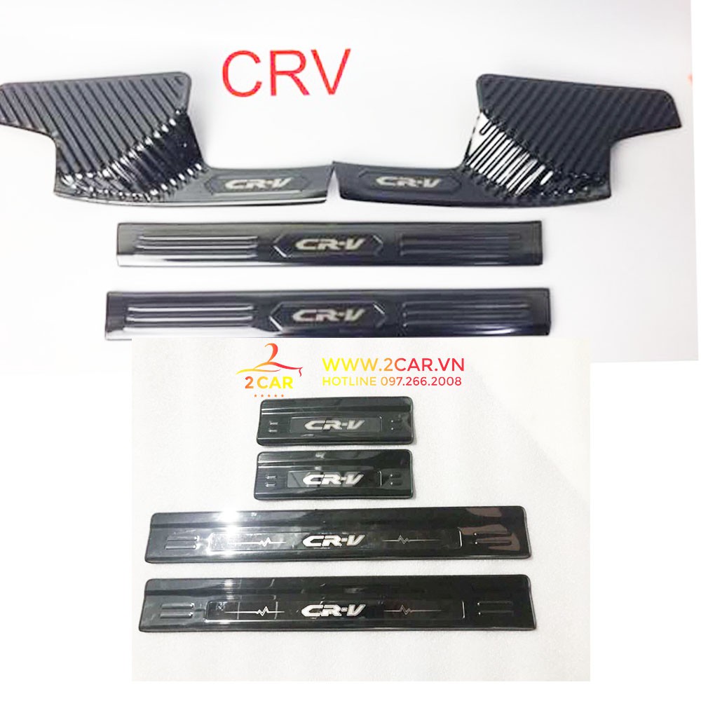 Ốp Bậc Cửa, Nẹp Bước Chân Trong Ngoài Xe Honda CRV 2018- 2021, 2022 chất liệu Titan cao cấp