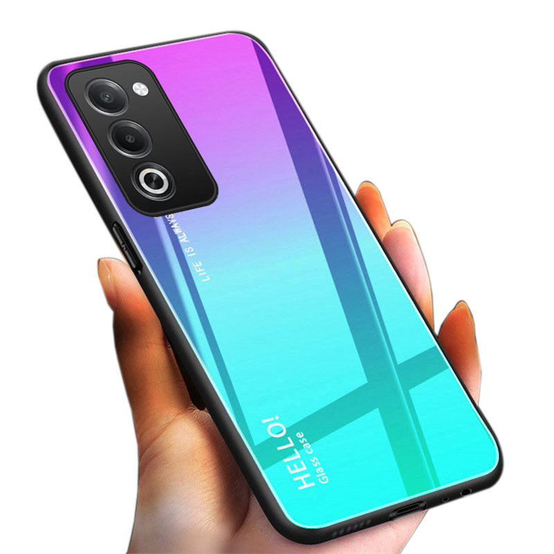 For OPPO A5 5G Case Gradient Mirror Tempered Glass Protector Hard