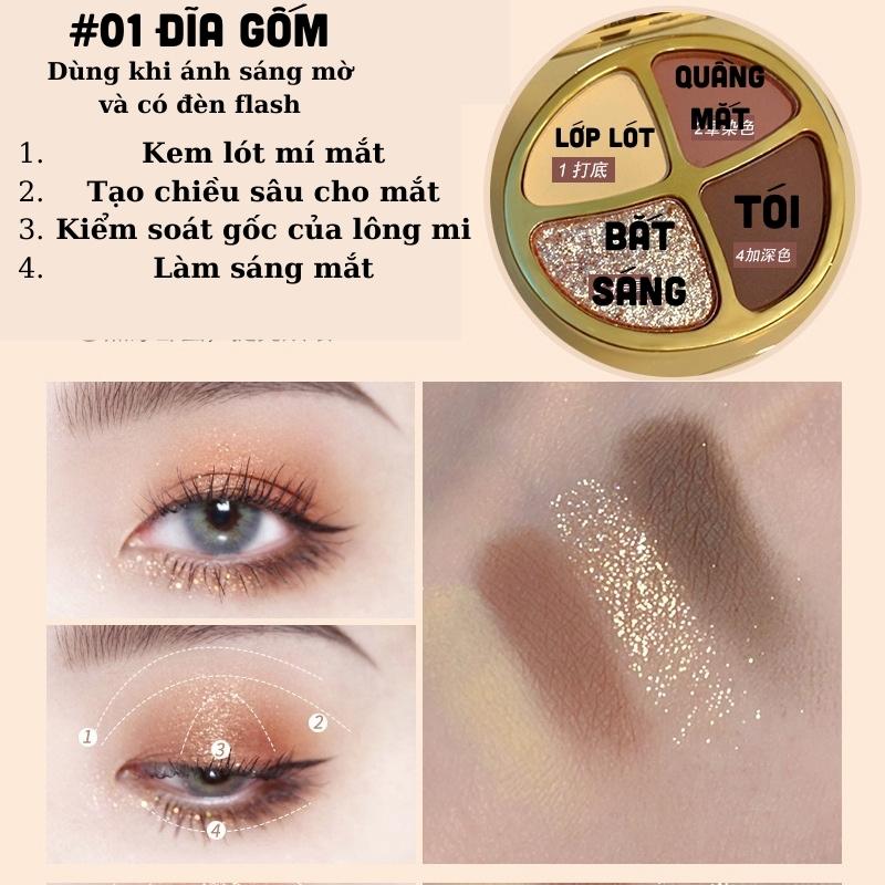 Phấn mắt nội địa trung Maffick MF227 4 ô màu hổ phách