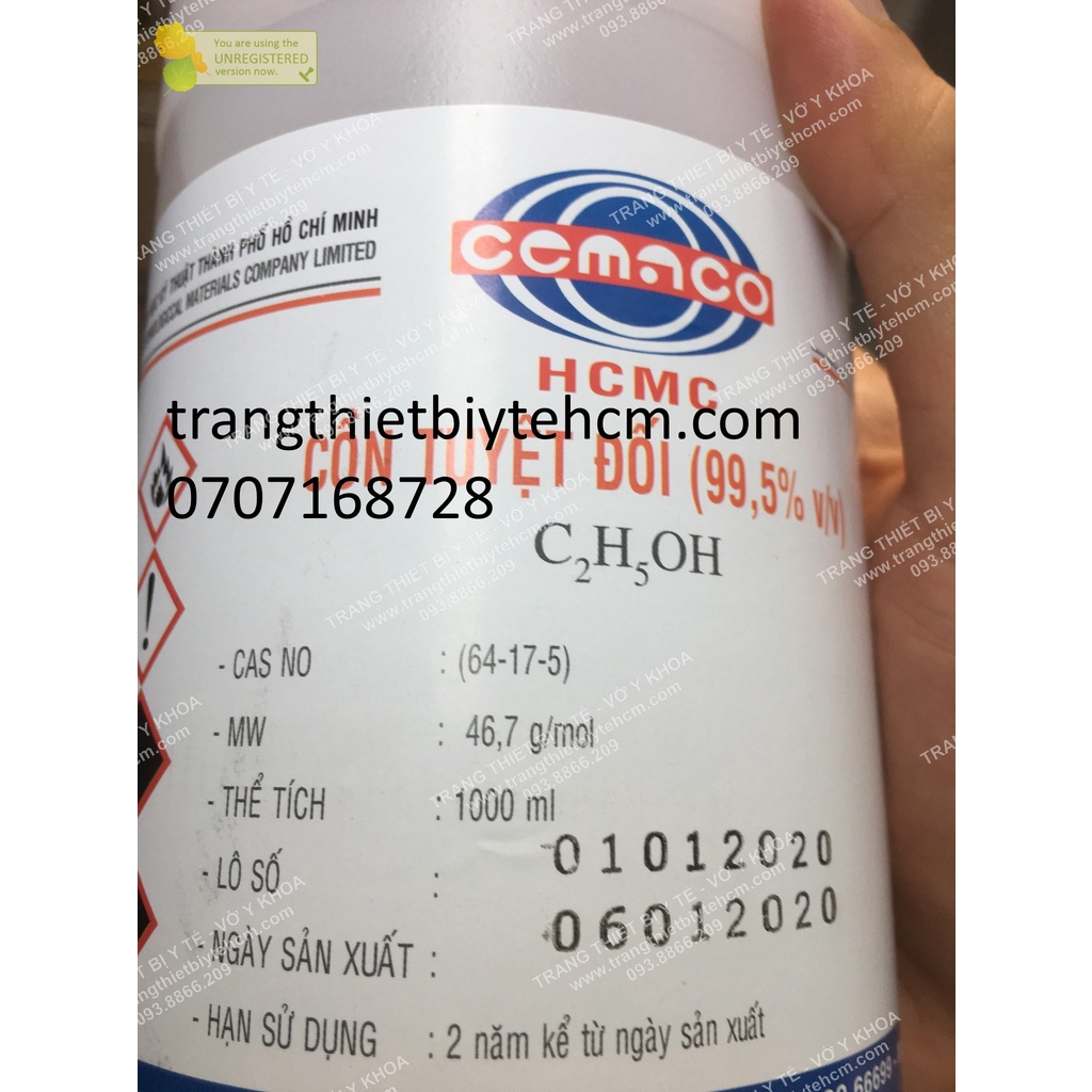 Cồn y tế 70 độ, 90 độ, 96 độ, tuyệt đối 99.5%