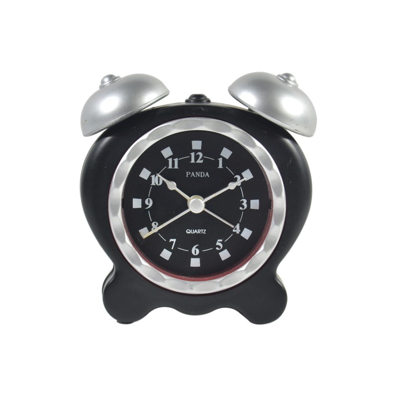 Desk clock alarm clock minimalist design black silver 10 cm free