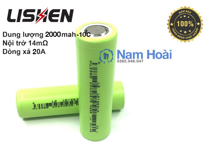 Cell pin 18650 Lishen 2000 mAh 10C (Xả Liên tục 20A)