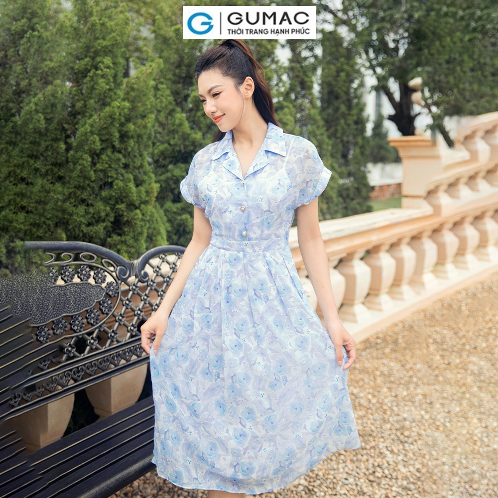 [15 - 17.6 |Voucher 8-15%] Đầm nữ xòe cổ danton DD11015 thời trang GUMAC