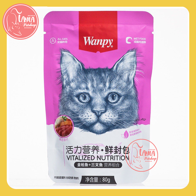 Pate Wanpy cho mèo gói 80g - Đầy đủ các vị
