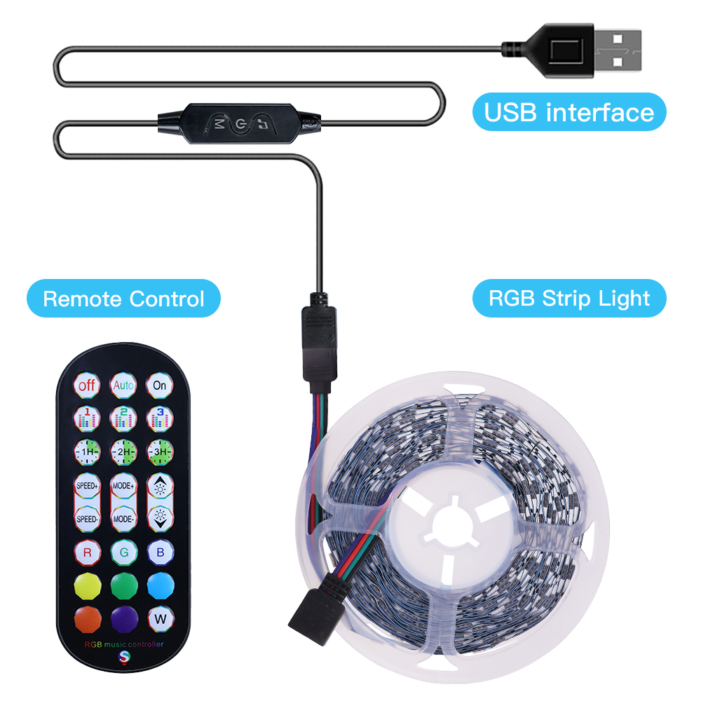 Dc%205v%205050%20Rgb%20Led%20Strip%20Usb%20Power%20Remote%20Control%205m%2010m%20Lights%20Tape%20Tv%20Backlights%20Holiday%20Decoration%200.5/1/2/3m%20Black%20-%20Image%206