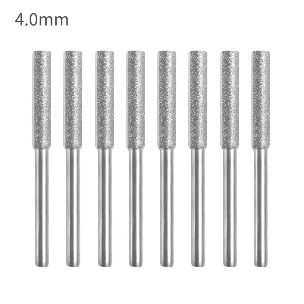 8Pcs 4/4.8/5.5mm Chainsaw Bits Titanium Plated Diamond Sharpener High Hardness Electric Chainsaw File Chain Saw Carving Grinding Tool Kit