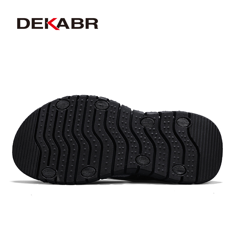 DEKABR New Fashion Mesh Genuine Hide Patchwork Men Sandals Hollow-Out Breathable Summer Outdoor Beach Casual Sandals. 