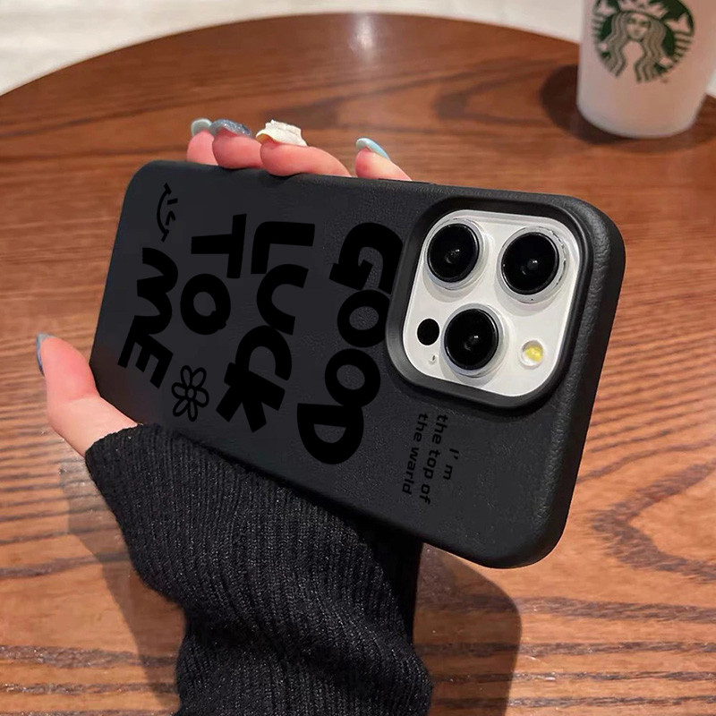 Coque Iphone 16 Wish Me Good Luck Design Blanc Et Noir_voghion.com