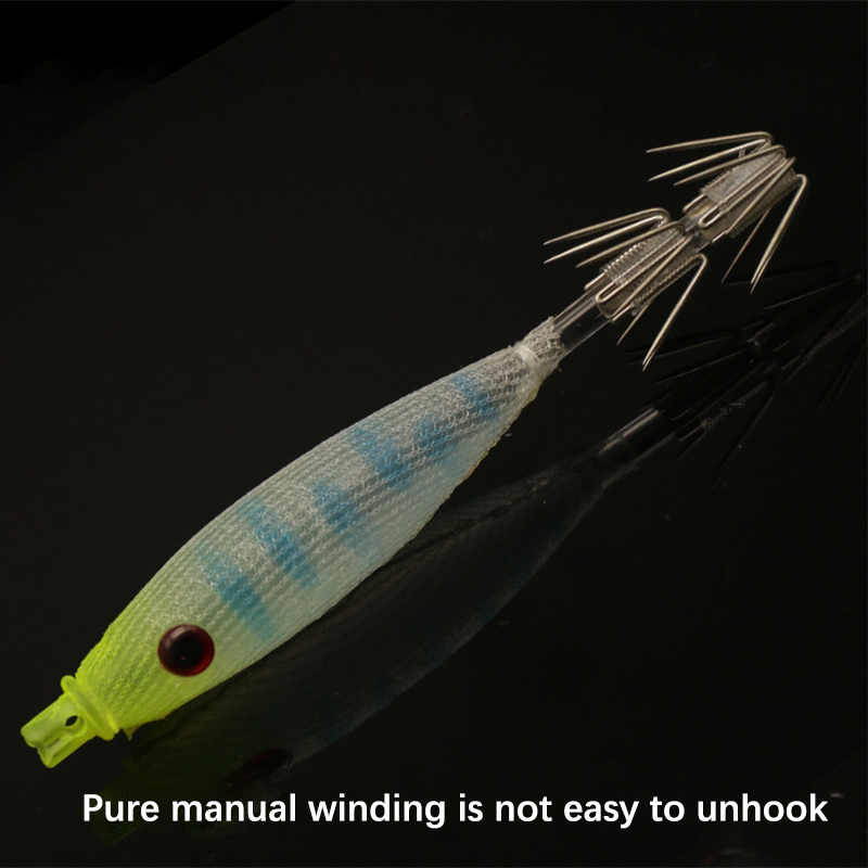 Export Japan Squid Needle 8cm 4g Bionic Bait Wrap Cloth Rubber Soft Body Wooden Shrimp Small Hanging Bucket Squid Hook Fishing Lure. 