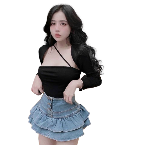 Chân váy Jean 2 tầng, 3 size HOT#58