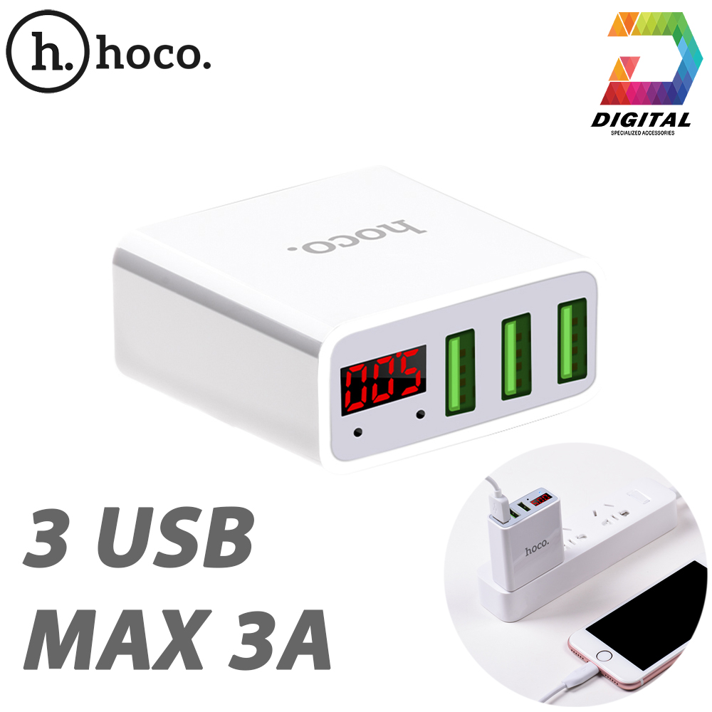 Củ Sạc Đa Năng 3 Cổng USB Hoco C15 Chính Hãng