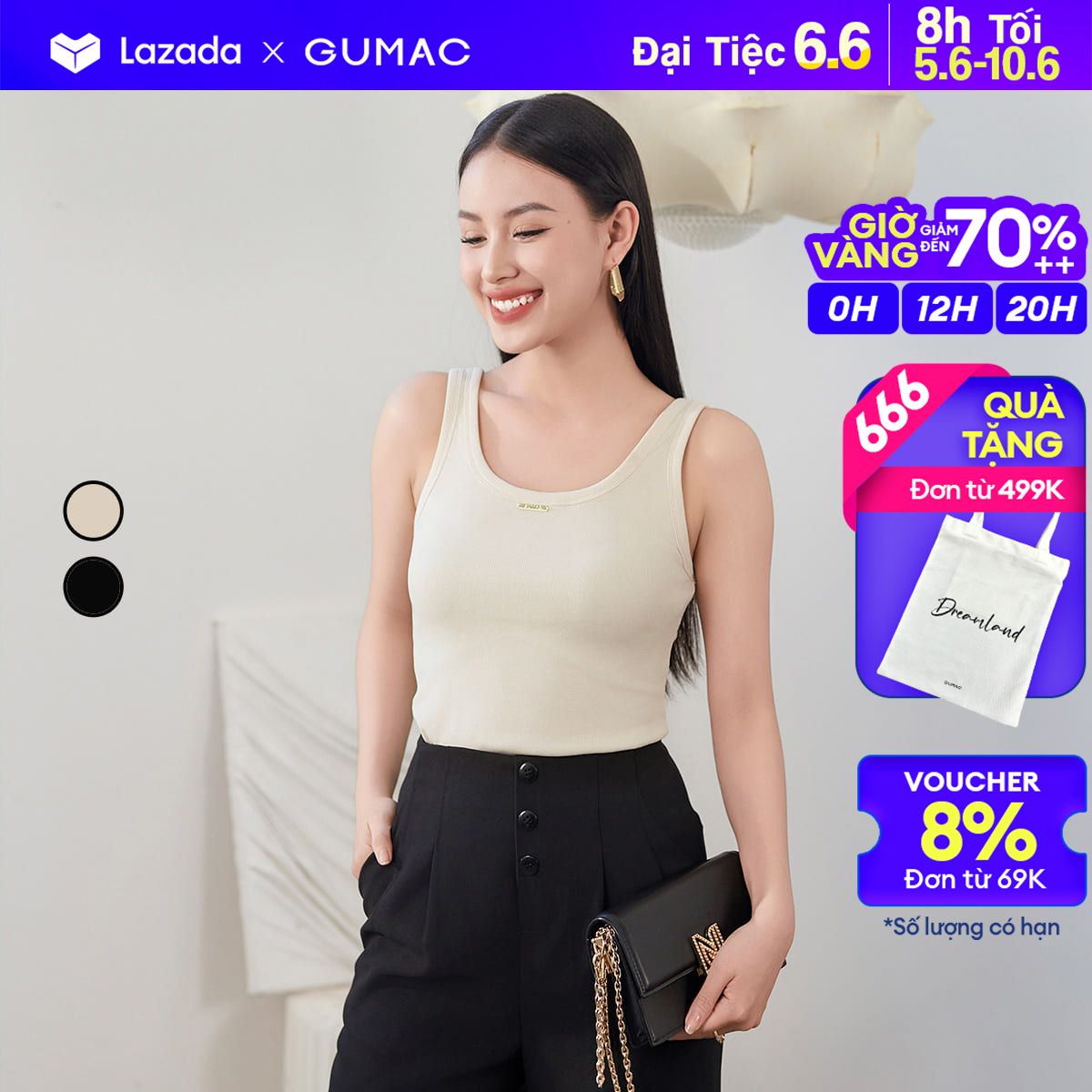 Áo thun 3 lỗ thời trang GUMAC ATE01032