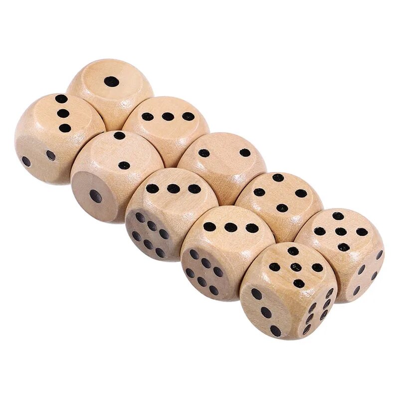 10 Pieces 16Mm Wooden Dice 6-Sided Digital Dice Teaching Board Game Dinner Props