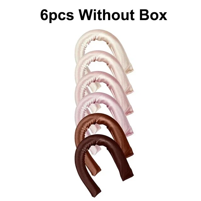 【Best Price Guaranteed】 New 6pcs Flexi Rods Satin Covered Hair Rollers No Heat Hair Curlers Heatless Curls Sleeping Soft Headband Diy Hair Styling Tools - 2