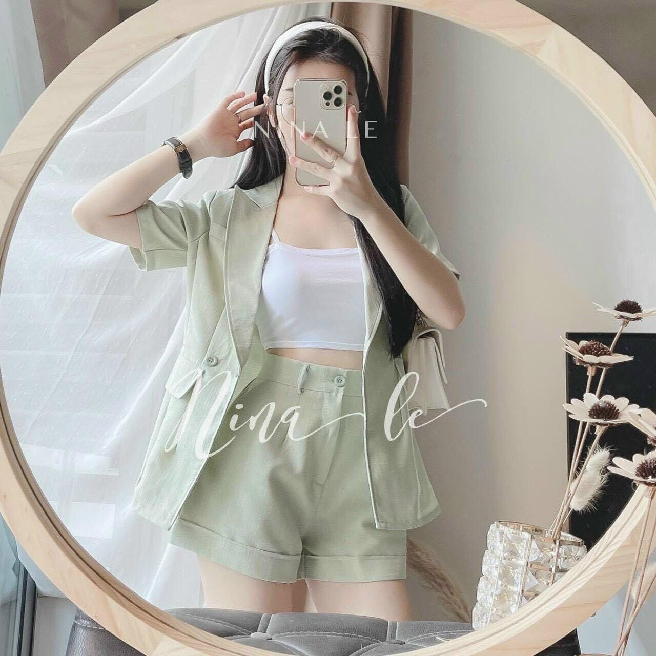 Sét Đồ Bộ Rẻ Đẹp Vest 3 Món Siêu Chất Thời Trang Nữ ( Xanh Ngọc, Nâu, Hồng )