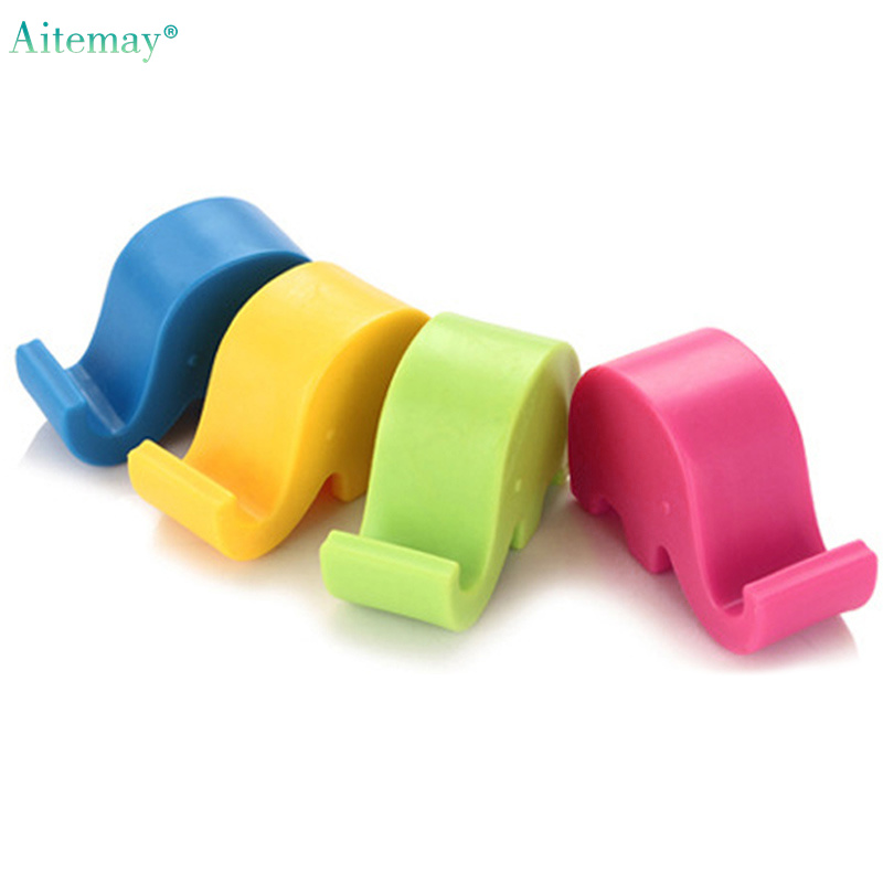 Aitemay Car Cute Elephant Mini Phone Holder Universal Multi-Color Cartoon Multi-Function Smartphone Holder 1 Piece