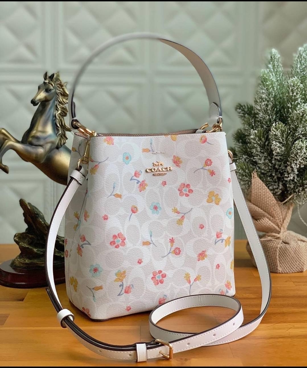 Coach C8610 Small Town Bucket in Chalk Signature Coated Canvas with  Mystical Floral Print and Smooth Leather - Women's Bag with Detachable  Strap | Lazada PH