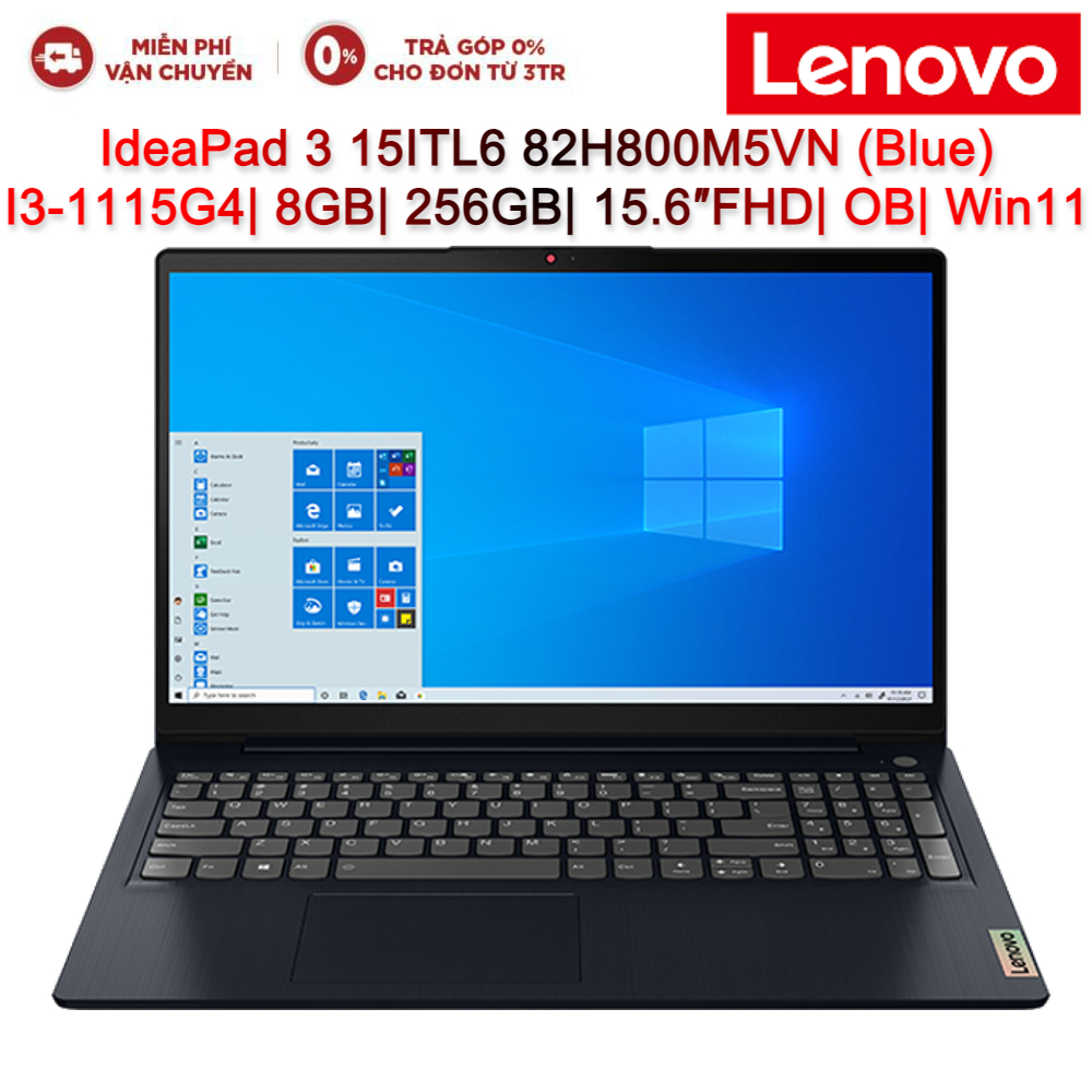 Laptop Lenovo IdeaPad 3 15ITL6 82H800M5VN I3-1115G4| 8GB| 256GB| 15.6″FHD| OB| Win11 (Blue)