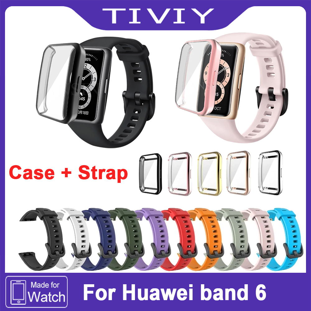 Silicone watch Straps For Huawei band 6 smart dây đeo Replacement Bracelet for Huawei band 6 TPU Full Screen Protector Case Adjustable thumbnail
