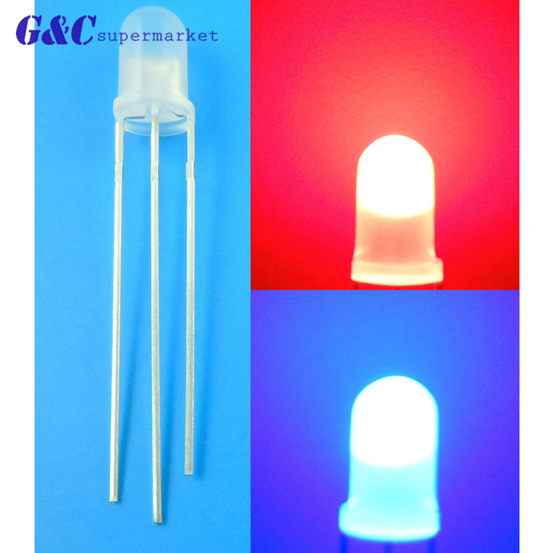 50PCS F5 LED Diodes Light 3Pin Common Anode/Cathode Milk White 5mm Round Dual colour Red-Green Red-Blue Kit. 