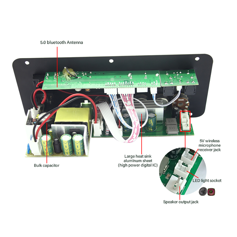 Âm thanh Bluetooth bảng khuếch đại 600W 300W loa siêu trầm micro kép mô-đun AMP cho 8 ohms loa 12/24V 110/220V