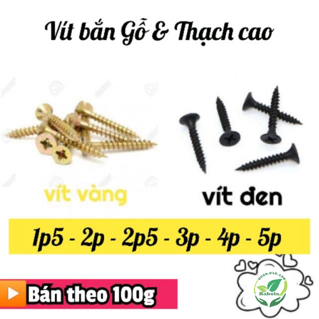 [Bịch 100g] Đinh vít đen dài 5cm bắn(bắt) thạch cao, đinh vít gỗ