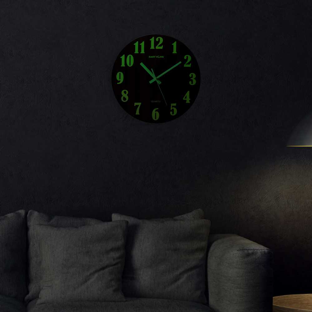 Black Glow-in-the-Dark Wall Clock