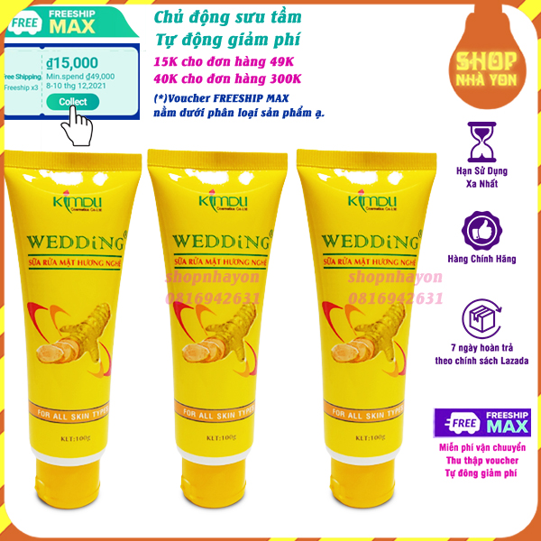 Combo 2 sữa rữa mặt nghệ giảm mụn Wedding ngăn ngừa mụn tái phát, làm sạch sâu, và dưỡng da trắng mịn. Hỗ trợ làm mờ các vết thâm do nặn mụn và lăn kim