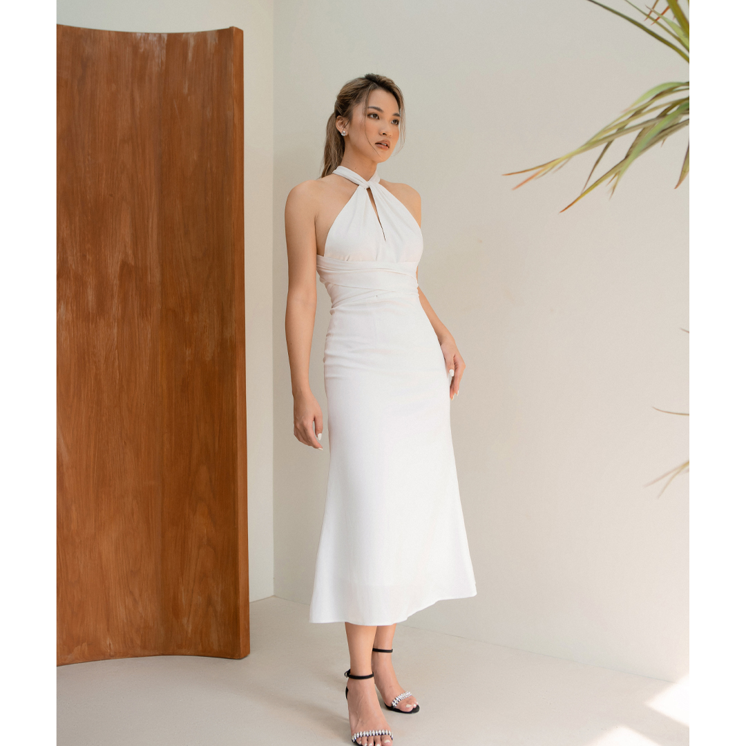 Des Fleurs - Váy lụa dài hở lưng Sicily Open Back Mermaid Dress