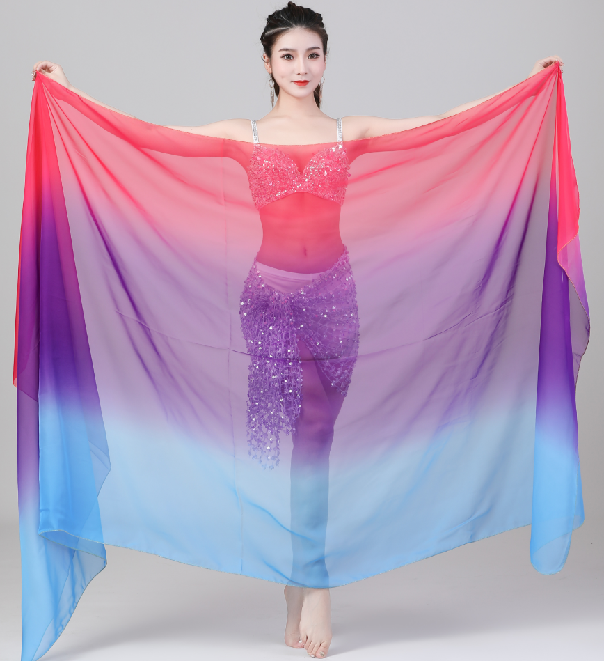Belly Dance Gradient Color Opening Dance Color Large Size Hand Throwing Yarn Dance Accessories Performance Scarf