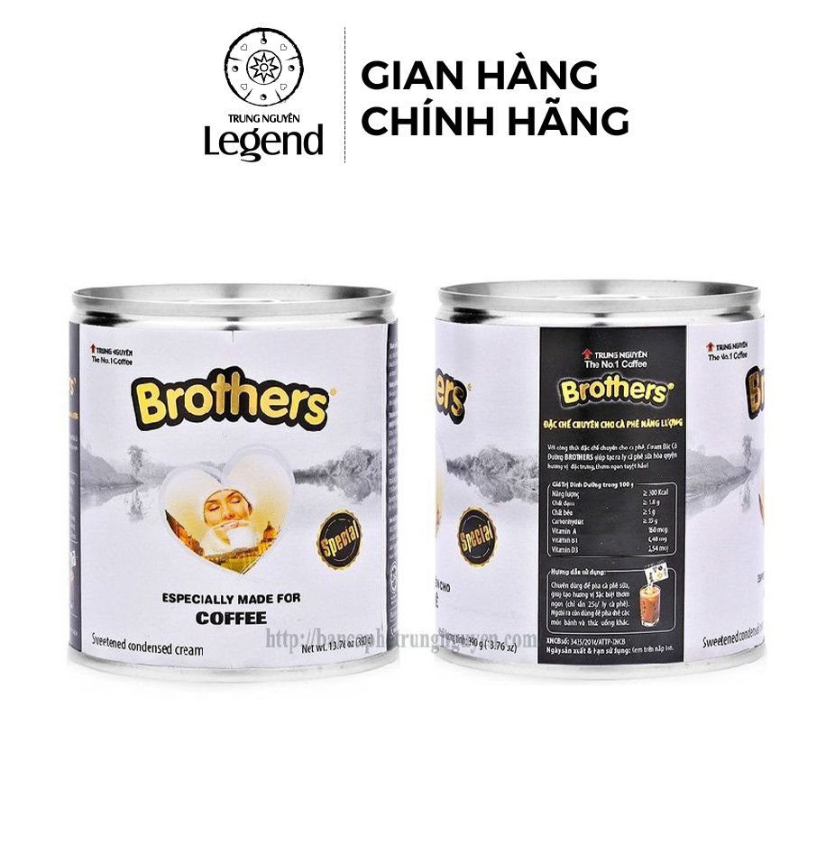 [HSD:12 Tháng] Trung Nguyên Legend Sữa Đặc Brothers - Lon 390gr - Nguyên Liệu Pha Chế Cà Phê