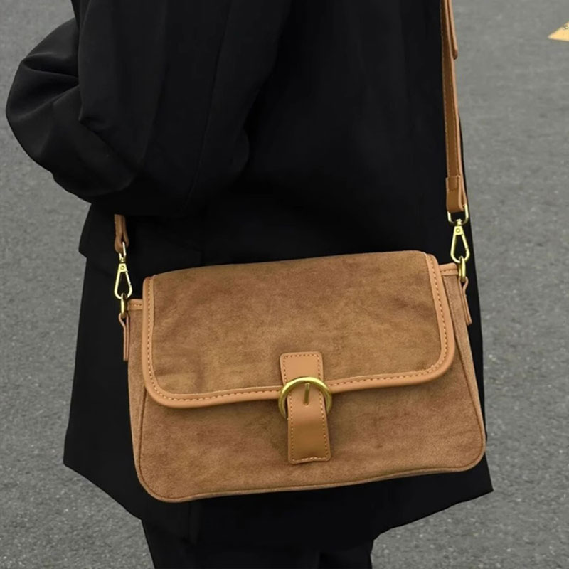 C&K Niche designer retro high-grade texture suede handbag